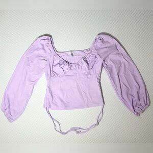 Shero Lavender Puff long Sleeve Top size L with Fall Drawstring cute & feminine